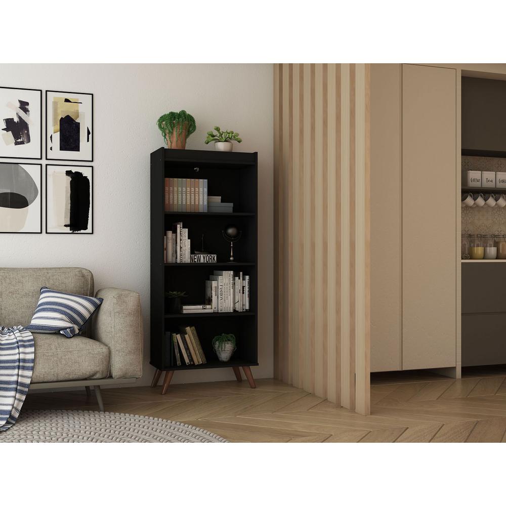 Hampton 4-Tier Bookcase in White By Manhattan Comfort | Bookcases | Modishstore - 14