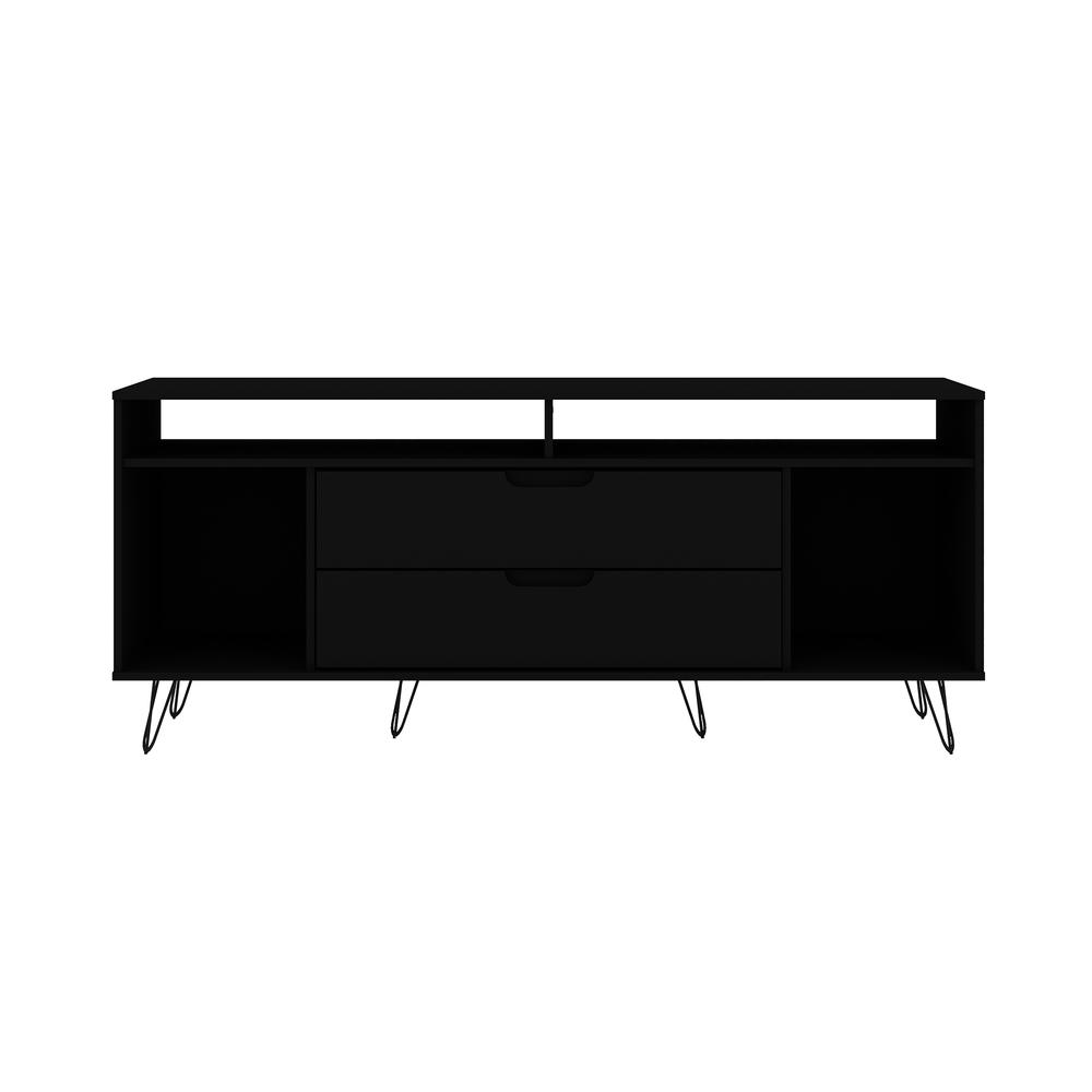 Rockefeller 62.99 TV Stand with Metal Legs and 2 Drawers in White By Manhattan Comfort | TV Stands | Modishstore - 6