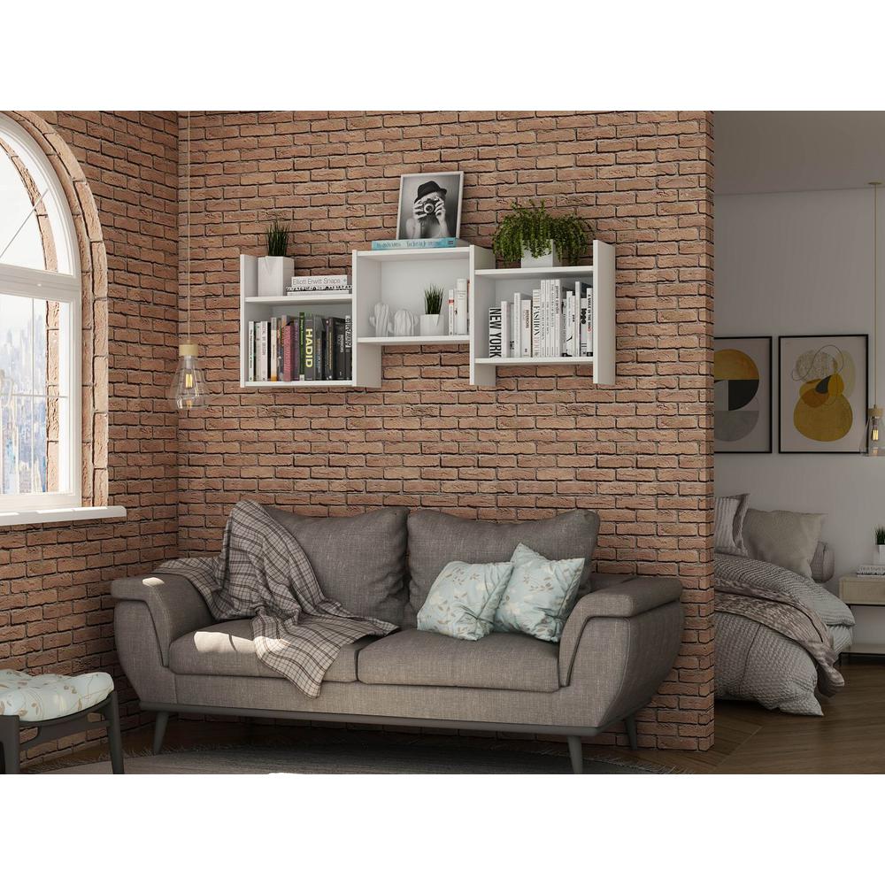 Hampton Wall Décor Shelves in White By Manhattan Comfort | Wall Shelf | Modishstore - 4