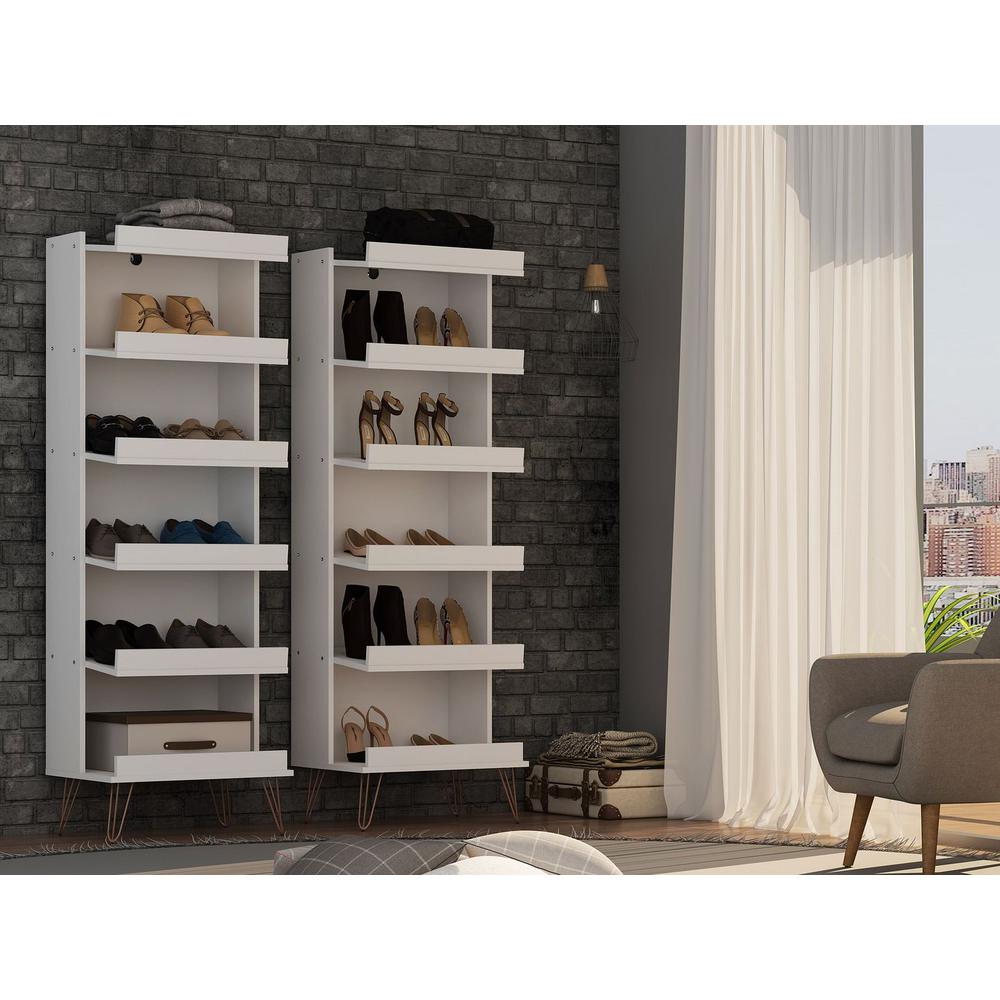 Rockefeller 2-Piece Shoe Closet in White By Manhattan Comfort | Cabinets | Modishstore