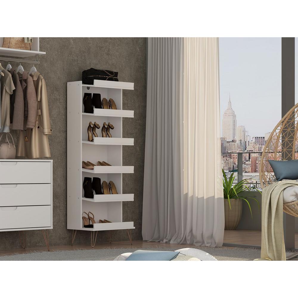 Rockefeller 2-Piece Shoe Closet in White By Manhattan Comfort | Cabinets | Modishstore - 5