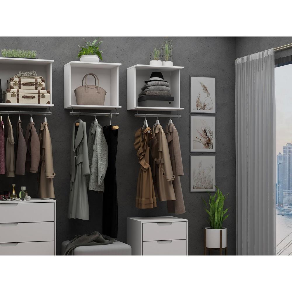 Rockefeller 2-Piece Open Hanging Closet System- White By Manhattan Comfort | Wall Shelf | Modishstore - 4