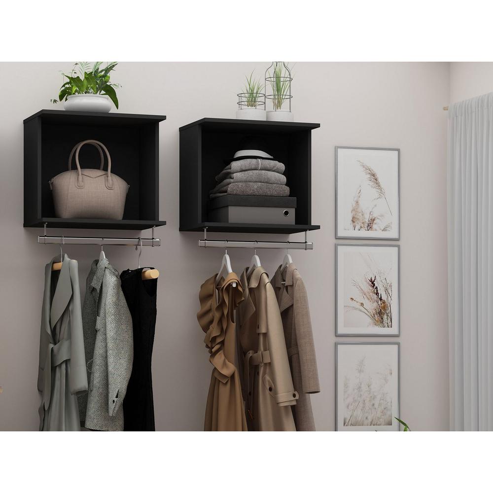 Rockefeller 2-Piece Open Hanging Closet System- White By Manhattan Comfort | Wall Shelf | Modishstore - 7