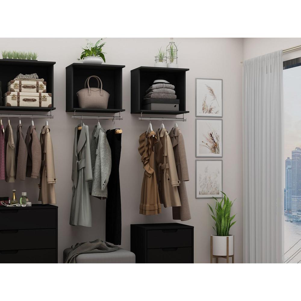 Rockefeller 2-Piece Open Hanging Closet System- White By Manhattan Comfort | Wall Shelf | Modishstore - 9