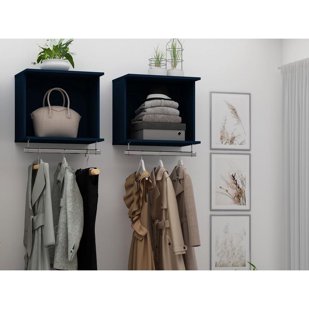 Rockefeller 2-Piece Open Hanging Closet System- White By Manhattan Comfort | Wall Shelf | Modishstore - 12