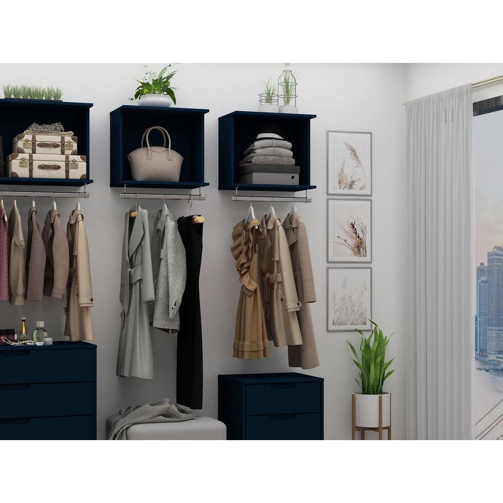 Rockefeller 2-Piece Open Hanging Closet System- White By Manhattan Comfort | Wall Shelf | Modishstore - 14