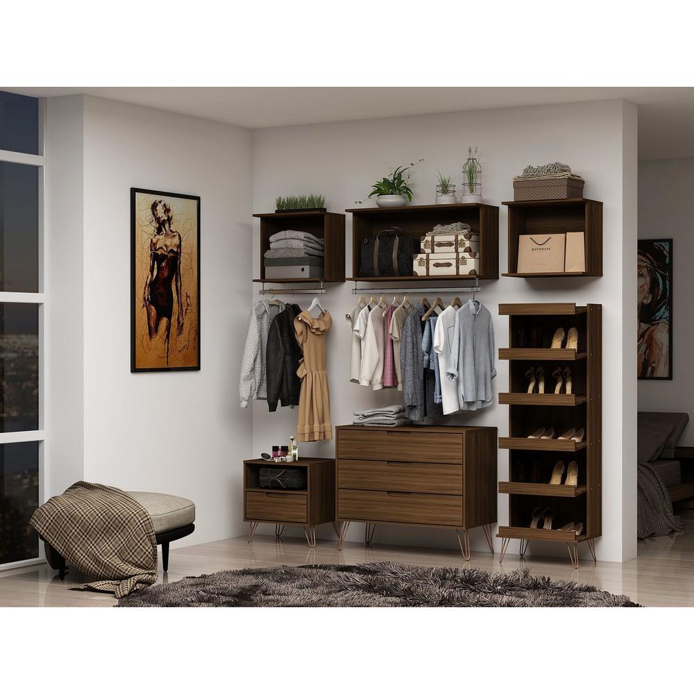 Rockefeller 6-Piece Full Open Closet Wardrobe in White By Manhattan Comfort | Armoires & Wardrobes | Modishstore - 17