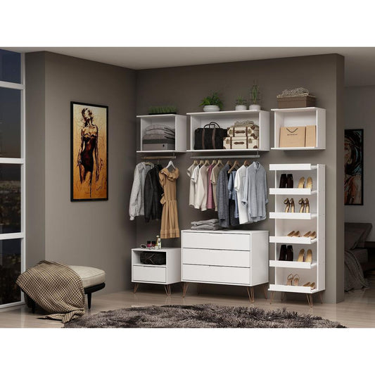 Rockefeller 8- Piece Open Wardrobe in White By Manhattan Comfort | Armoires & Wardrobes | Modishstore
