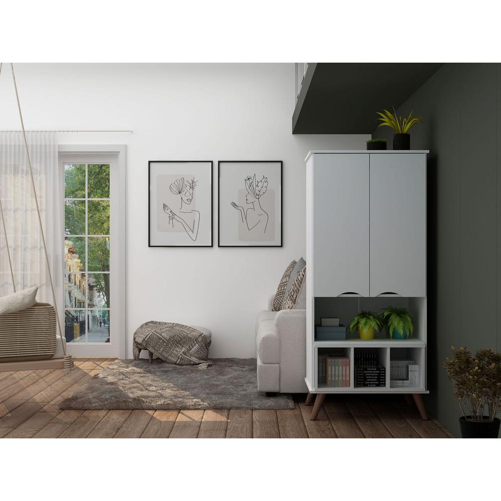 Hampton 26.77" Display Cabinet in White By Manhattan Comfort | Cabinets | Modishstore - 5