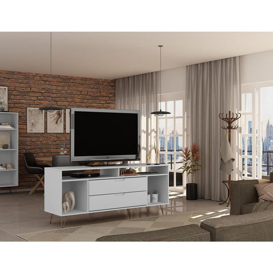Rockefeller 3-Piece TV Stand Living Room Set in White By Manhattan Comfort | TV Stands | Modishstore
