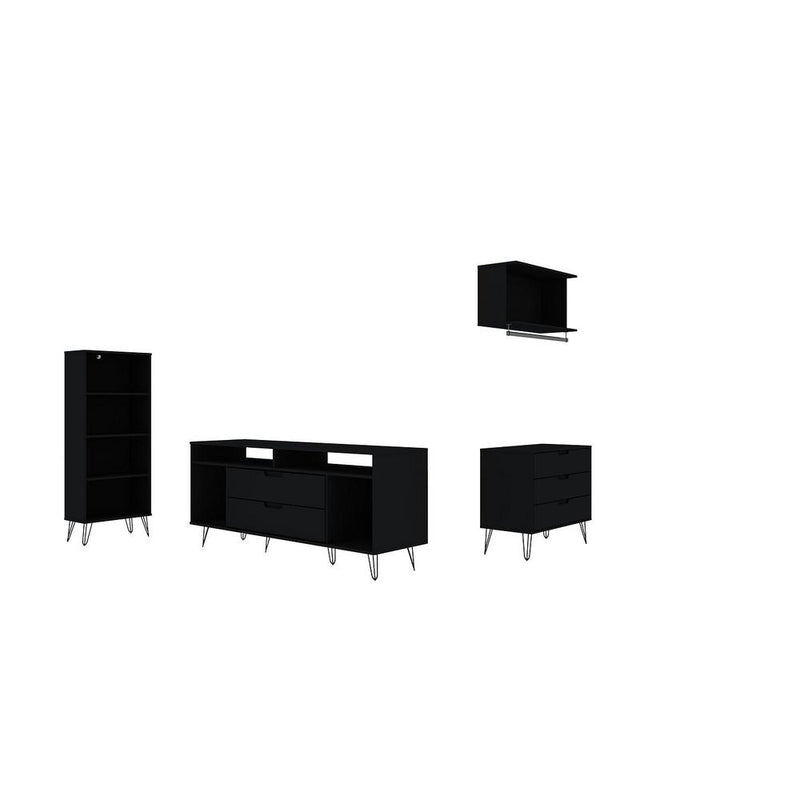 Rockefeller 4-Piece TV Stand Living Room Set in White By Manhattan Comfort | TV Stands | Modishstore - 6