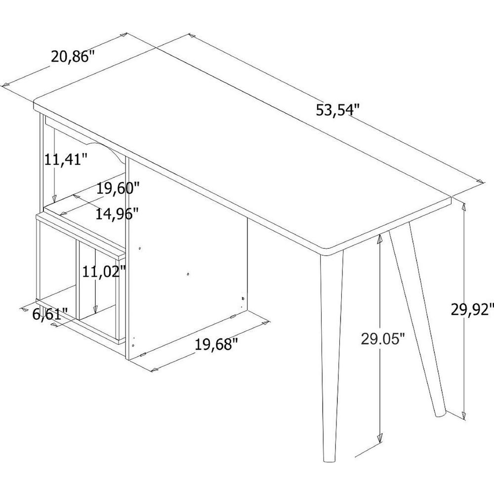 Hampton 53.54 Home Office Desk in White By Manhattan Comfort | Desks | Modishstore - 3