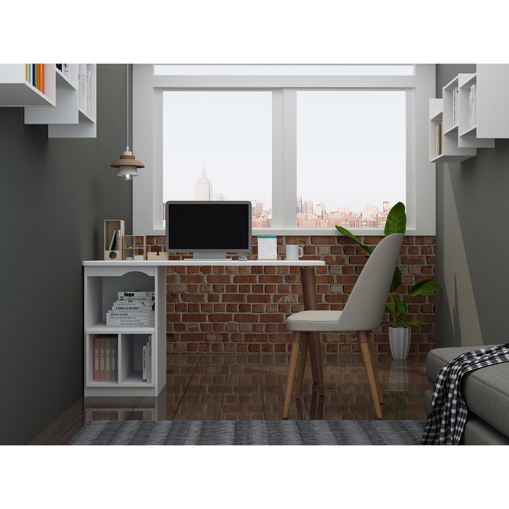 Hampton 53.54 Home Office Desk in White By Manhattan Comfort | Desks | Modishstore