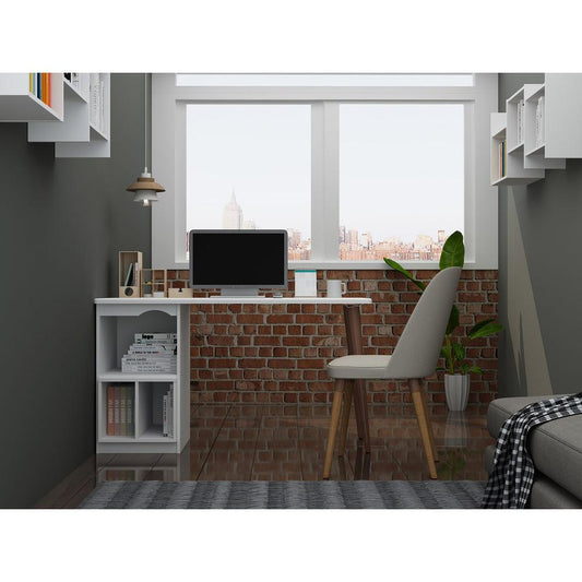 Hampton 53.54 Home Office Desk in White By Manhattan Comfort | Desks | Modishstore