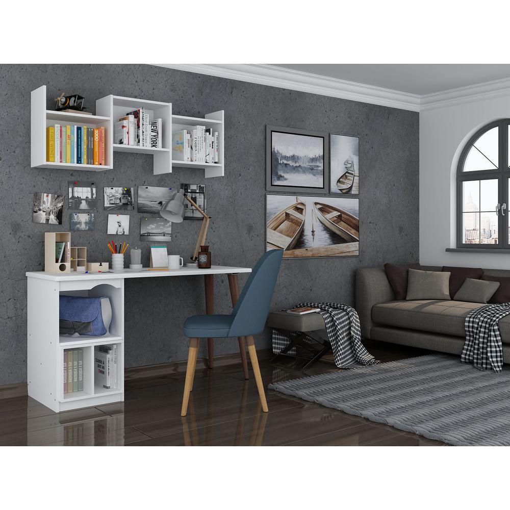 Hampton 53.54 Home Office Desk in White By Manhattan Comfort | Desks | Modishstore - 4