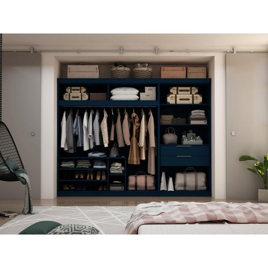 Mulberry 2-Sectional Open Closet Module Wardrobe System in Tatiana Midnight Blue By Manhattan Comfort | Armoires & Wardrobes | Modishstore