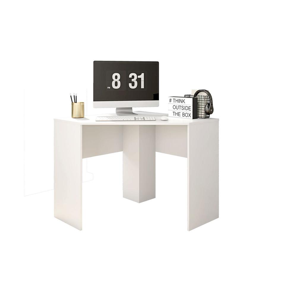 Cornelia Corner Desk in White By Manhattan Comfort | Desks | Modishstore - 5