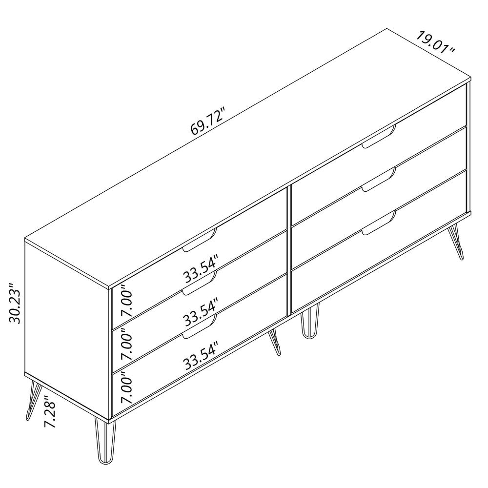 Rockefeller 5-Drawer Tall Dresser and 6-Drawer Wide Dresser  in White By Manhattan Comfort | Dressers | Modishstore - 4