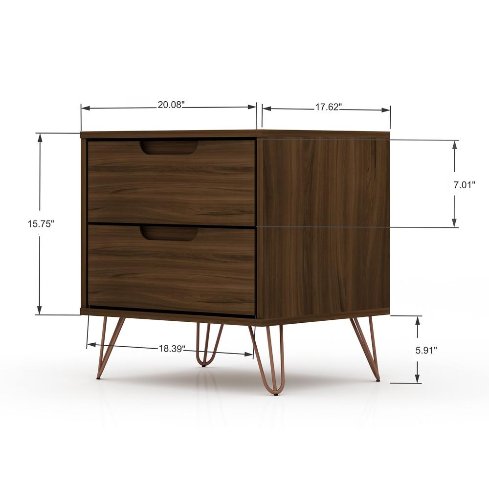Rockefeller 3 Piece Bedroom Set Tall 5-Drawer Dresser, Standard 3- Drawer Dresser and 2-Drawer Nightstand in White By Manhattan Comfort | Dressers | Modishstore - 28