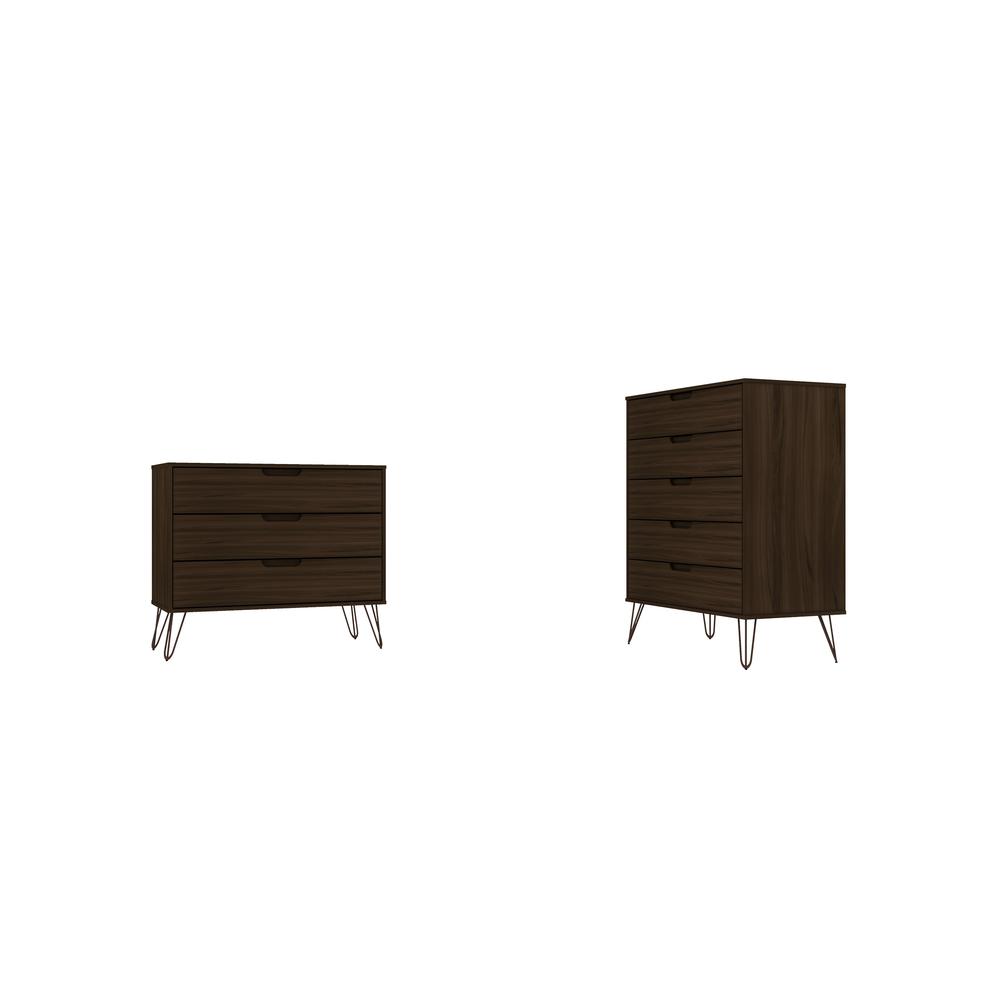 Rockefeller Tall 5-Drawer Dresser and Standard 3-Drawer Dresser  in White By Manhattan Comfort | Dressers | Modishstore - 26
