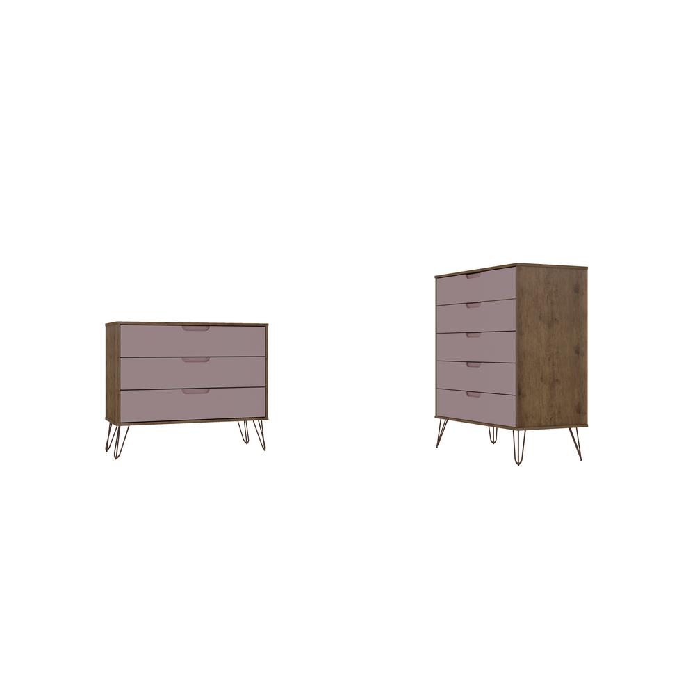 Rockefeller Tall 5-Drawer Dresser and Standard 3-Drawer Dresser  in White By Manhattan Comfort | Dressers | Modishstore - 31