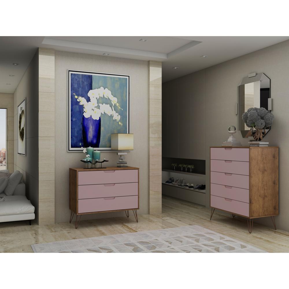 Rockefeller Tall 5-Drawer Dresser and Standard 3-Drawer Dresser  in White By Manhattan Comfort | Dressers | Modishstore - 32