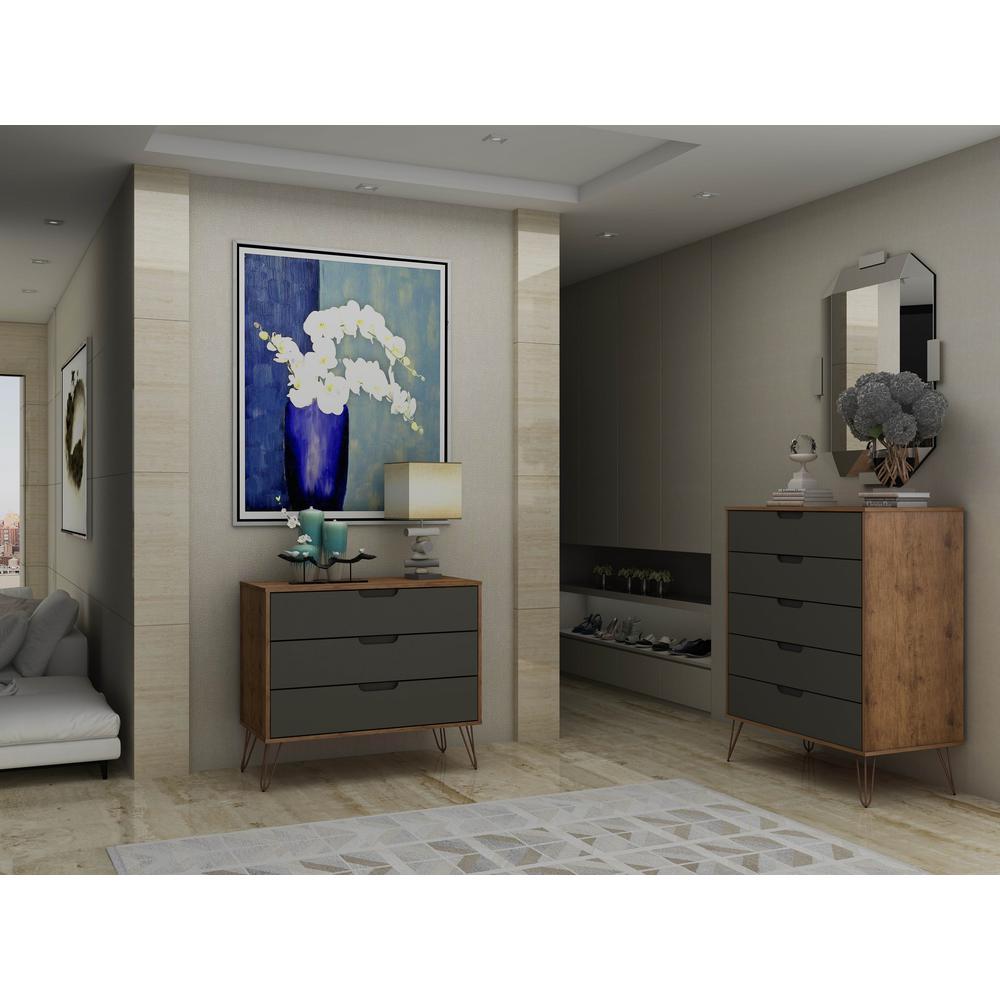 Rockefeller Tall 5-Drawer Dresser and Standard 3-Drawer Dresser  in White By Manhattan Comfort | Dressers | Modishstore - 37