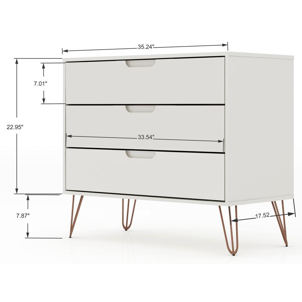 Rockefeller Tall 5-Drawer Dresser and Standard 3-Drawer Dresser  in White By Manhattan Comfort | Dressers | Modishstore - 18
