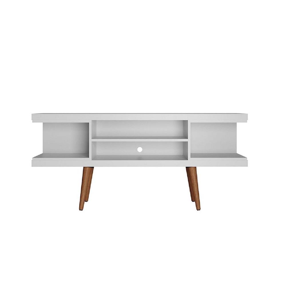 Utopia 53.14" TV Stand with Splayed Wooden Legs and 4 Shelves in White By Manhattan Comfort | TV Stands | Modishstore - 2