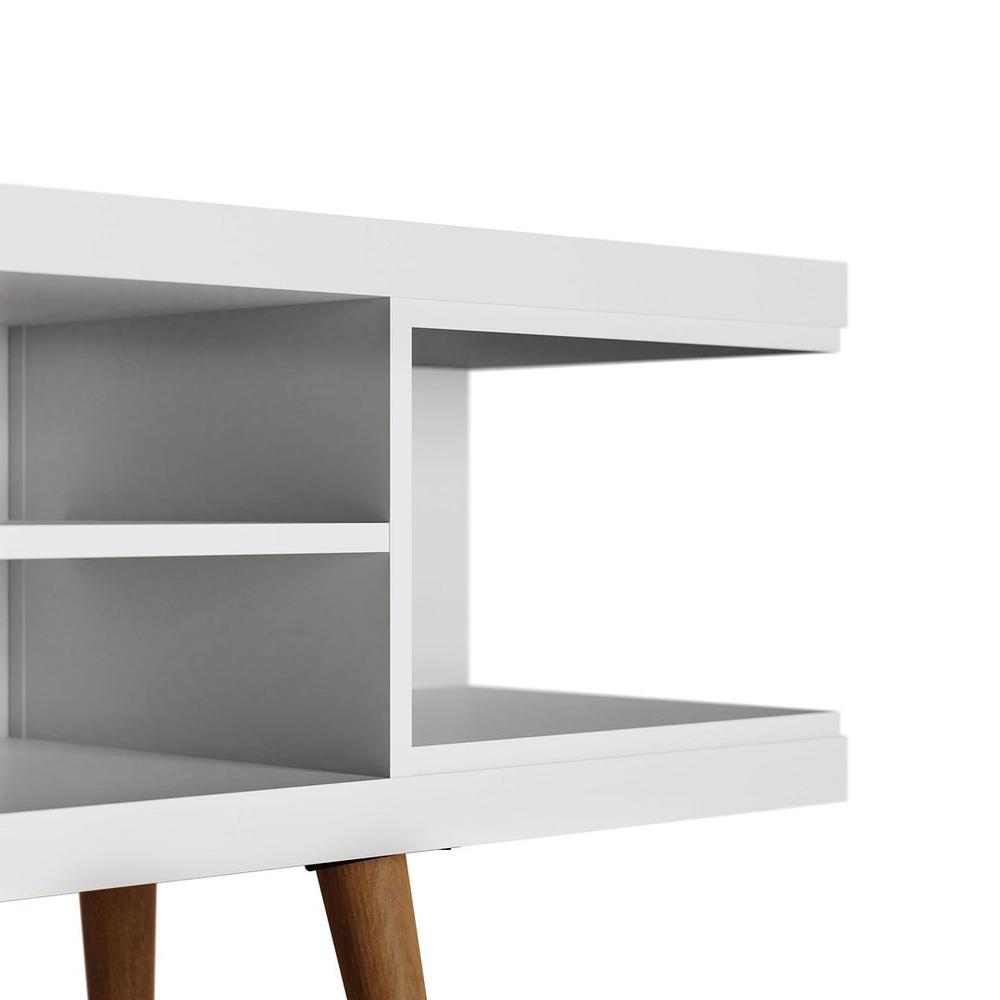 Utopia 53.14" TV Stand with Splayed Wooden Legs and 4 Shelves in White By Manhattan Comfort | TV Stands | Modishstore - 4
