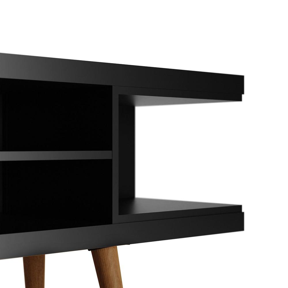 Utopia 70.47" TV Stand with Splayed Wooden Legs and 4 Shelves in Black By Manhattan Comfort | TV Stands | Modishstore - 4