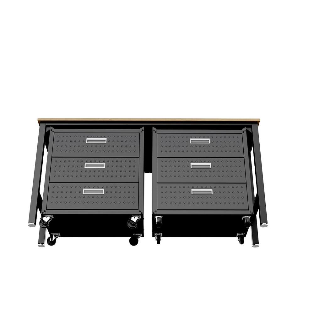 3-Piece Fortress Mobile Space-Saving Steel Garage Cabinet Chests and Worktable 6.0 in Charcoal Grey By Manhattan Comfort | Cabinets | Modishstore - 5