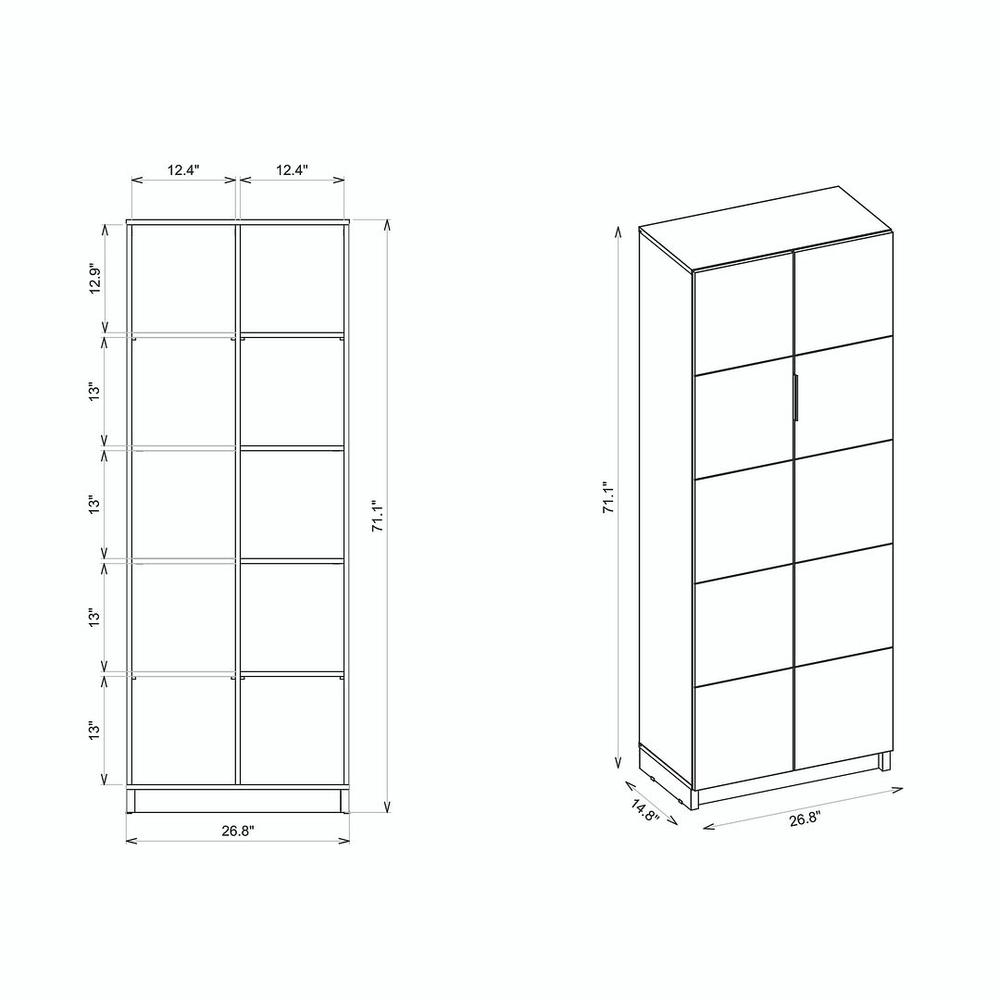 Cornelia Tall Bookcase in White/Nature By Manhattan Comfort | Bookcases | Modishstore - 3