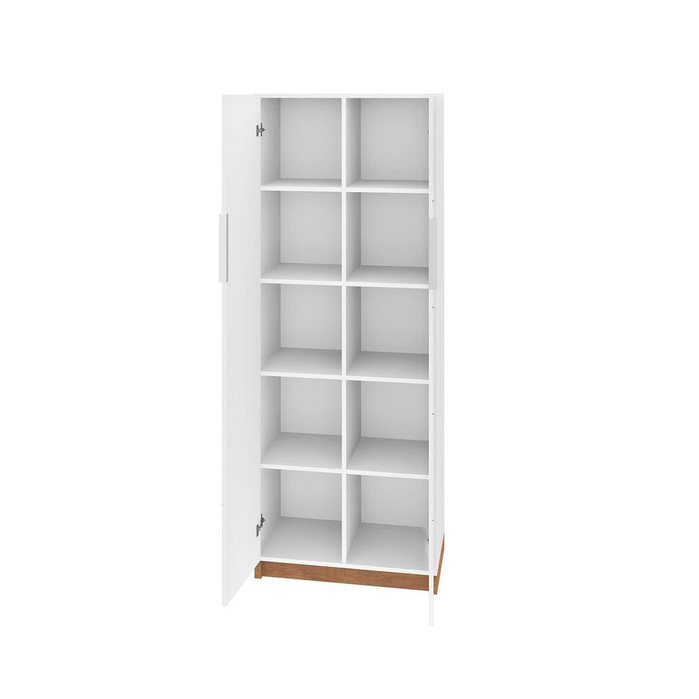 Cornelia Tall Bookcase in White/Nature By Manhattan Comfort | Bookcases | Modishstore - 5