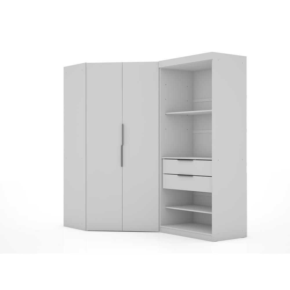 Mulberry 2.0 Semi Open 2 Sectional Corner Closet - Set of 2 in White By Manhattan Comfort | Armoires & Wardrobes | Modishstore - 2
