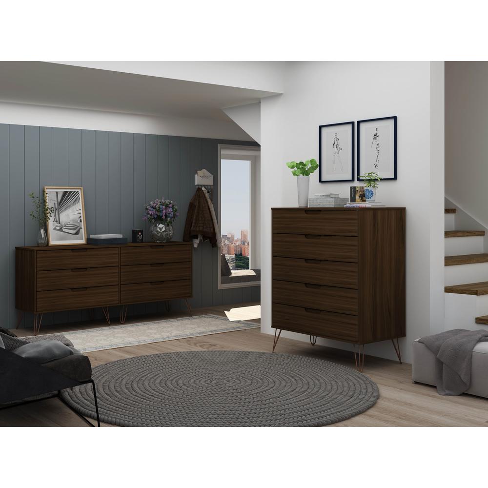 Rockefeller 5-Drawer Tall Dresser and 6-Drawer Wide Dresser  in White By Manhattan Comfort | Dressers | Modishstore - 27