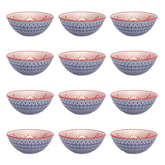 Daily Full Bowl 12 Large Dinner 20.29 oz. Soup Bowls  in Red and Blue By Manhattan Comfort