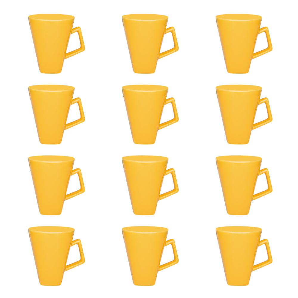 Oxford Quartier 12 Square Beveled Mugs (11.84 oz.) in Yellow By Manhattan Comfort | Dinnerware | Modishstore
