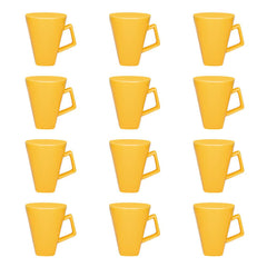 Oxford Quartier 12 Square Beveled Mugs (11.84 oz.) in Yellow By Manhattan Comfort