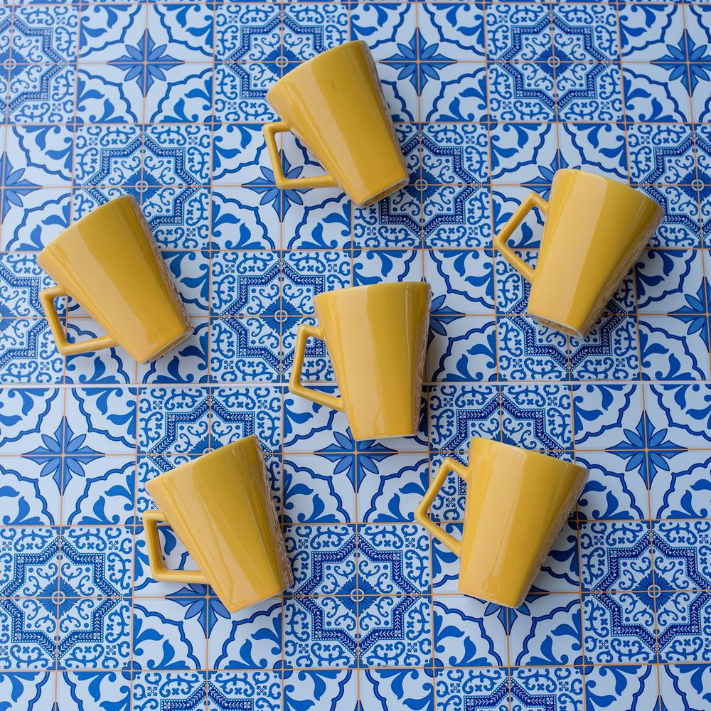 Oxford Quartier 12 Square Beveled Mugs (11.84 oz.) in Yellow By Manhattan Comfort | Dinnerware | Modishstore - 2