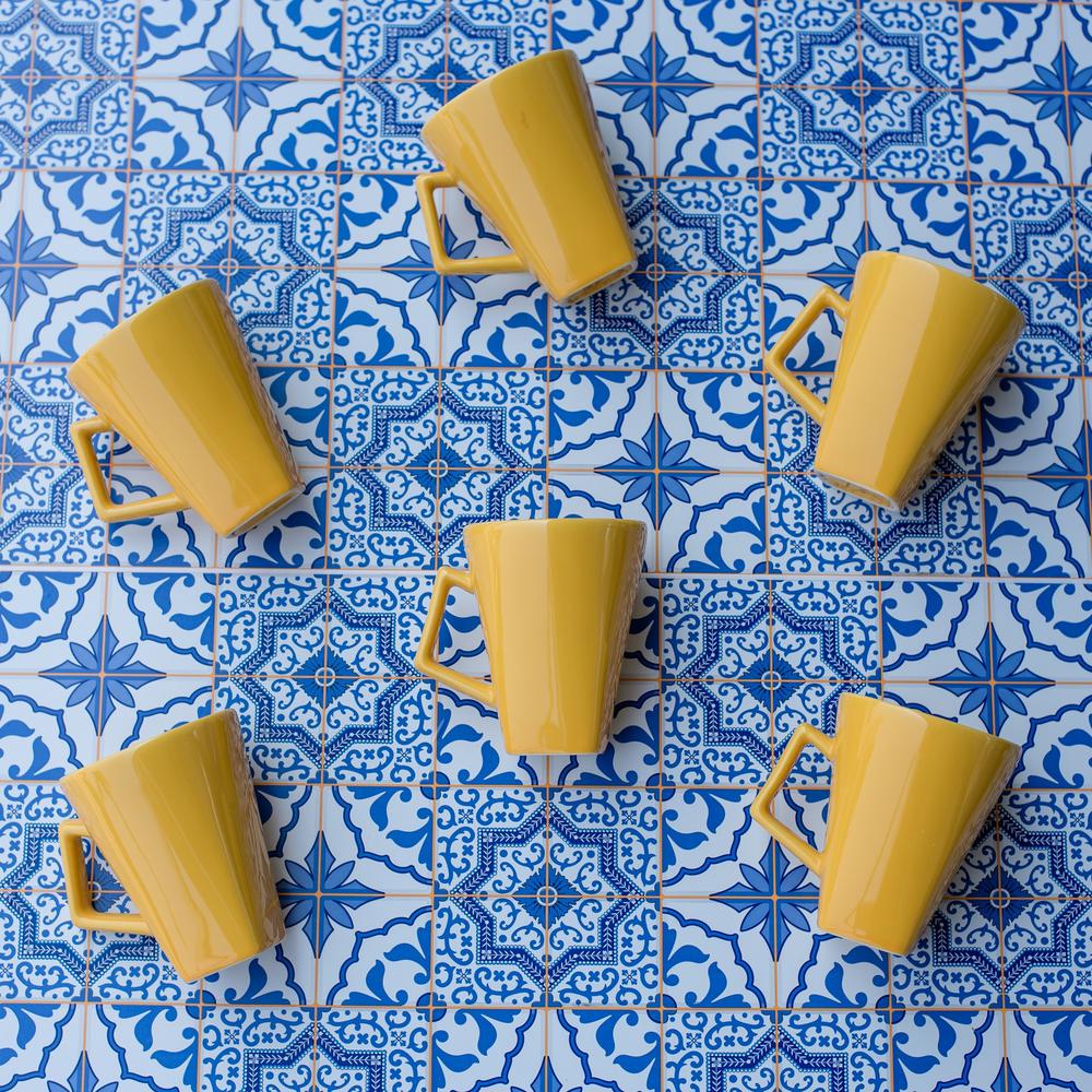 Oxford Quartier 12 Square Beveled Mugs (11.84 oz.) in Yellow By Manhattan Comfort | Dinnerware | Modishstore - 3