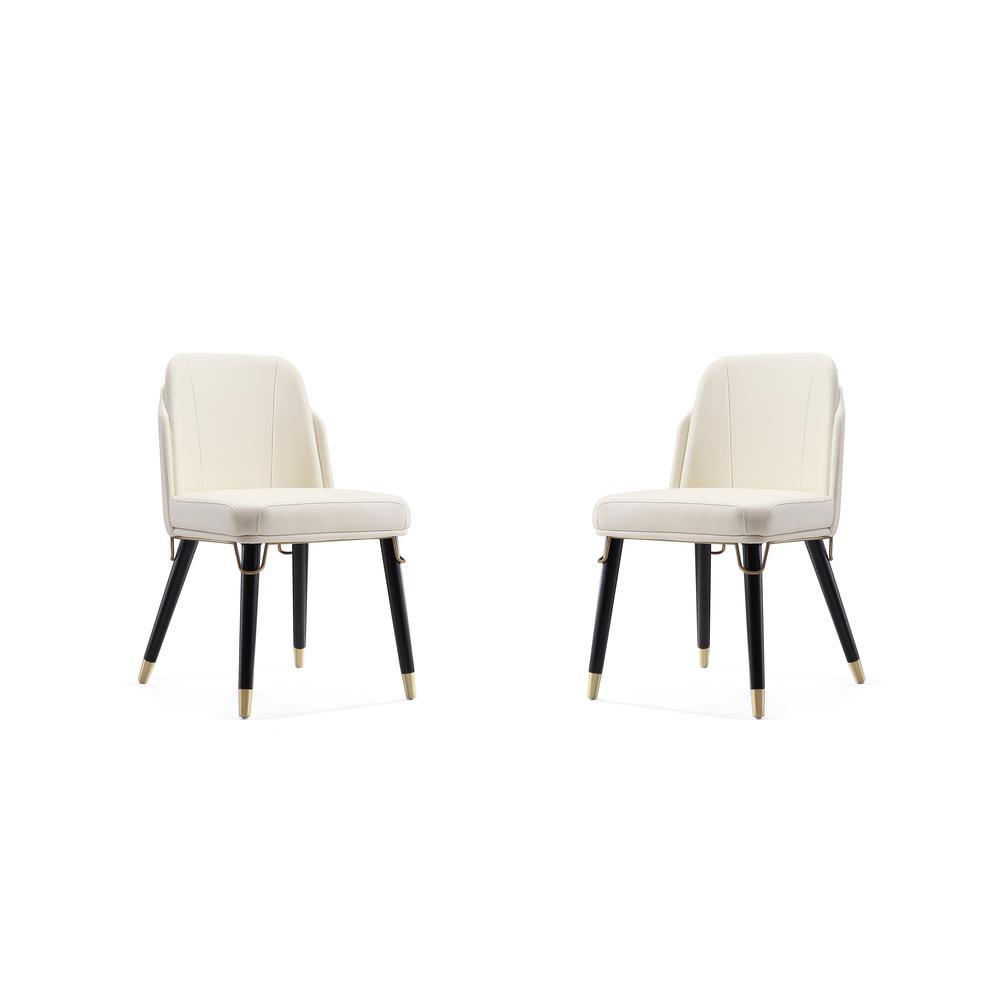 Estelle Dining Chair in Cream and Black (Set of 2) By Manhattan Comfort | Dining Chairs | Modishstore