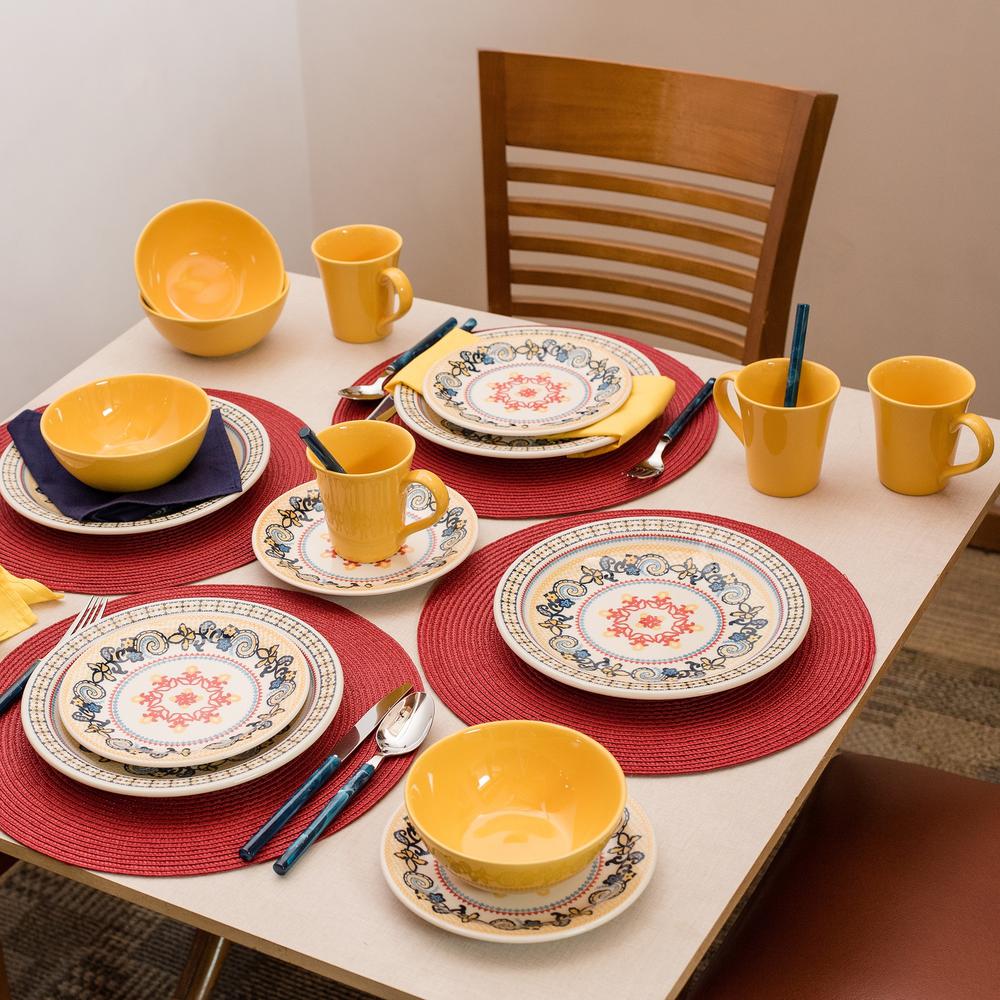 Daily Floreal 32 Piece Dinner Set, Service  for 8 in Orange and Yellow By Manhattan Comfort | Dinnerware | Modishstore - 2