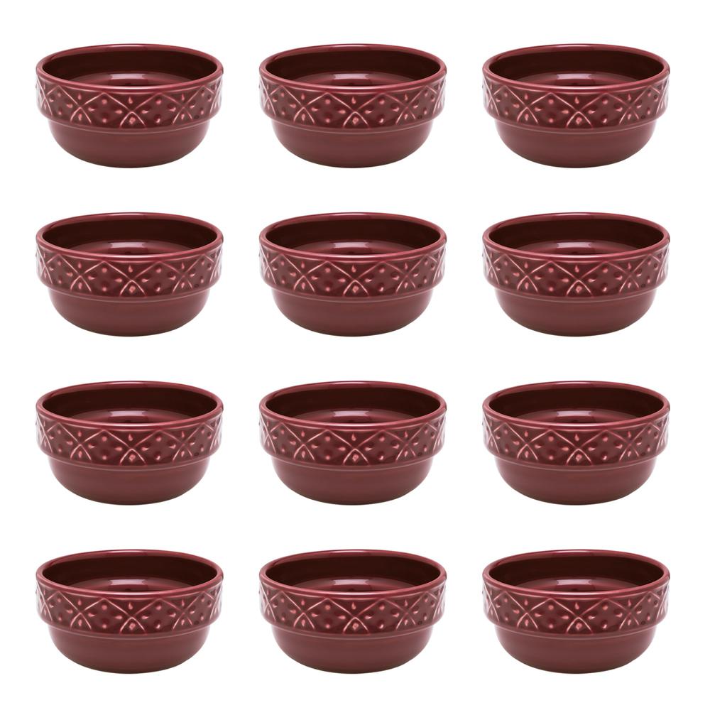 Daily Mendi 12 Large Dinner Soup  16.91 oz. Bowls  in Maroon Red By Manhattan Comfort | Dinnerware | Modishstore