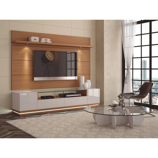 Vanderbilt TV Stand and Cabrini 2.2 Floating Wall TV Panel in Off White and Maple Cream By Manhattan Comfort | TV Stands | Modishstore