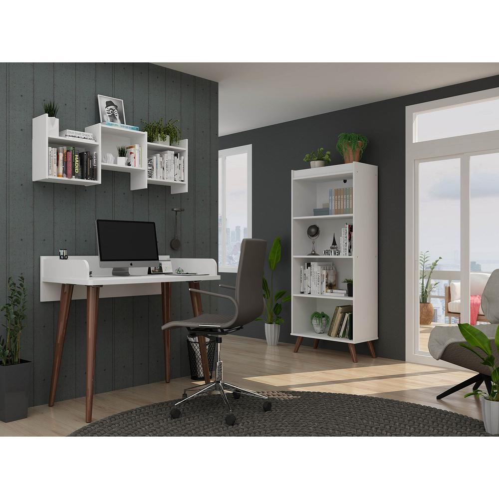 Hampton 3- Piece Home Basic Office Set in White By Manhattan Comfort | Desks | Modishstore - 2
