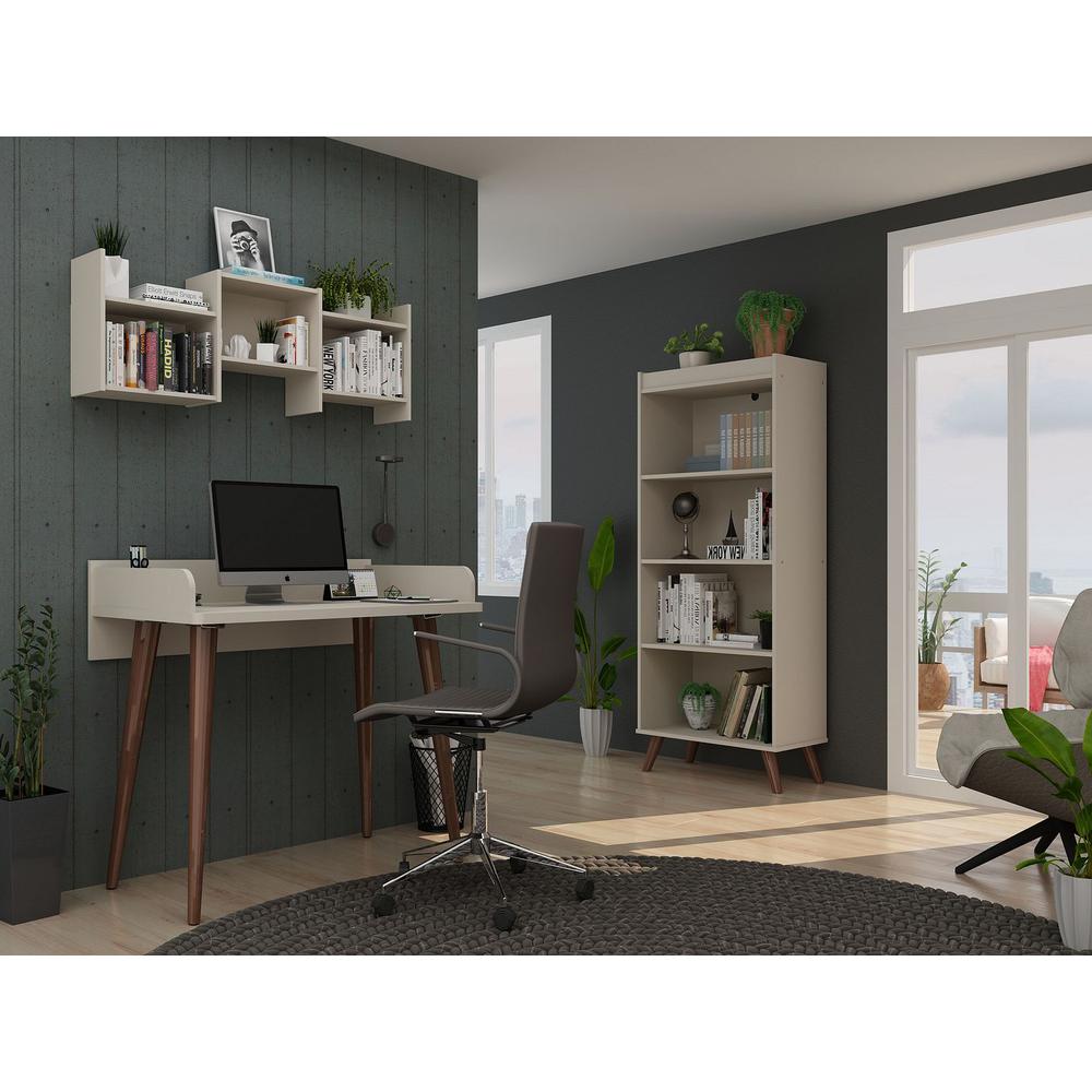 Hampton 3- Piece Home Basic Office Set in White By Manhattan Comfort | Desks | Modishstore - 7