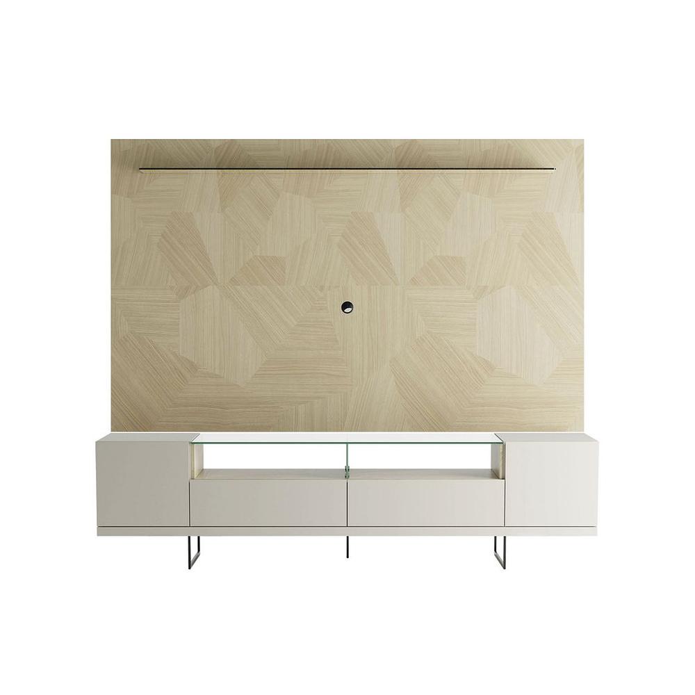 Celine 85.43" TV Stand and Panel in Off White and Nude Mosaic Wood By Manhattan Comfort | TV Stands | Modishstore - 2