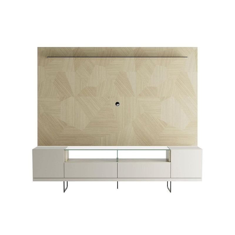 Celine 85.43" TV Stand and Panel in Off White and Nude Mosaic Wood By Manhattan Comfort | TV Stands | Modishstore - 2