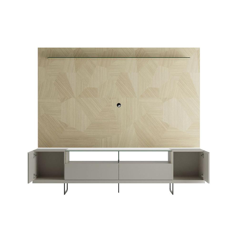Celine 85.43" TV Stand and Panel in Off White and Nude Mosaic Wood By Manhattan Comfort | TV Stands | Modishstore - 5